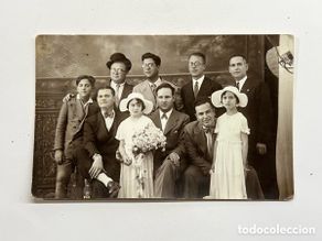 Fotografía antigua: GENT D’ALGEMESI.. Fotografía Grupo familiar..Foto Art Juan Ortega (h.1910?) Medídas: 8,5 x 14 cm